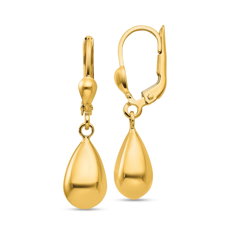 Main Image 1 of Teardrop Dangle Earrings in Semi-Solid 10K Gold