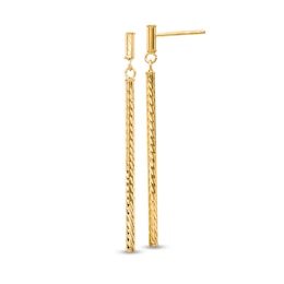 Diamond-Cut Linear Bar Drop Earrings in Hollow 10K Gold