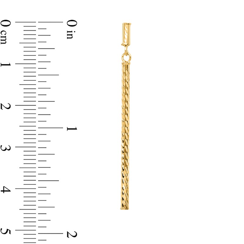 Main Image 2 of Diamond-Cut Linear Bar Drop Earrings in Hollow 10K Gold