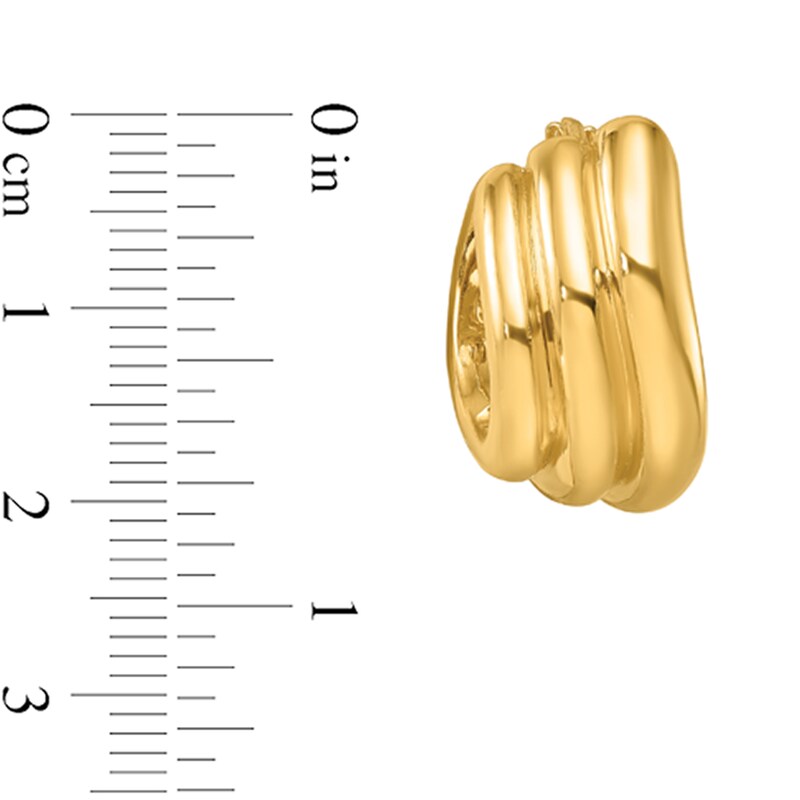 Main Image 2 of Graduated Triple Row Grooved Hoop Earrings in Hollow 14K Gold