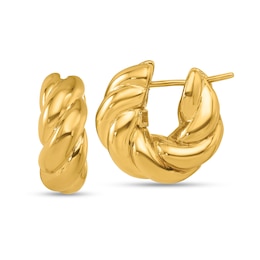 17.3mm Ribbed Twist Hoop Earrings in Hollow 14K Gold