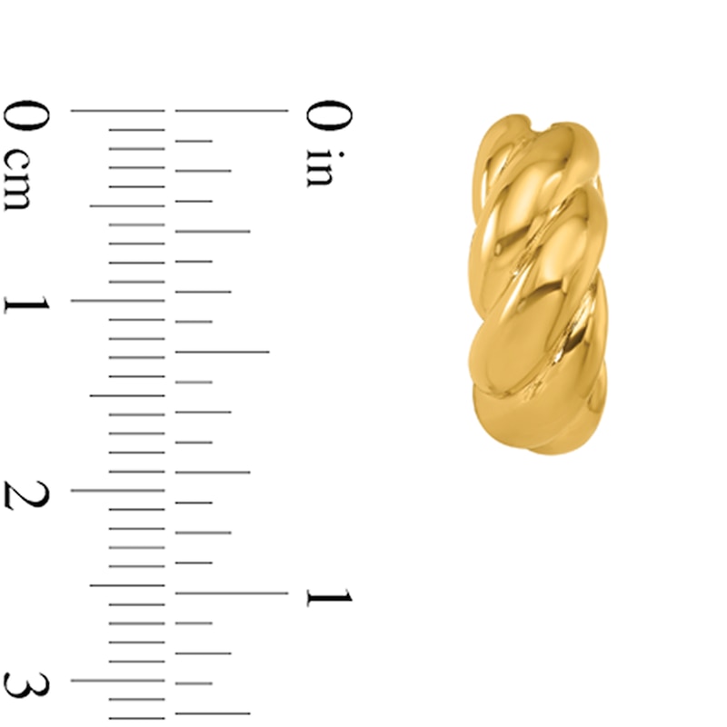 Main Image 2 of 17.3mm Ribbed Twist Hoop Earrings in Hollow 14K Gold