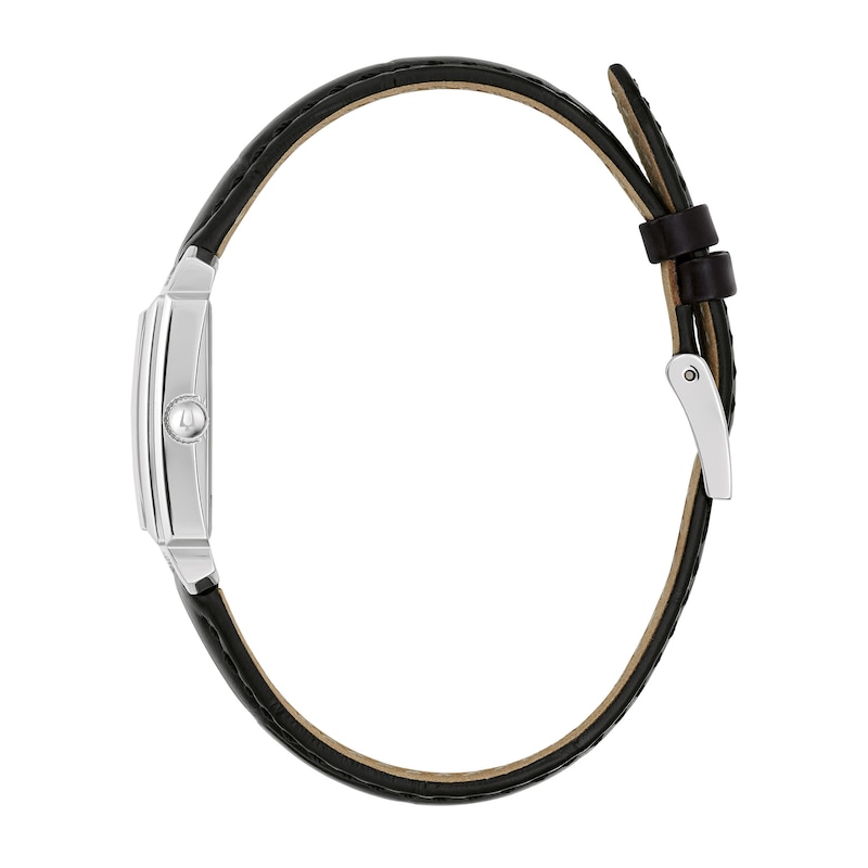 Main Image 2 of Ladies' Bulova Sutton Black Leather Strap Watch with Rectangular Mother-of-Pearl Dial (Model: 96L330)