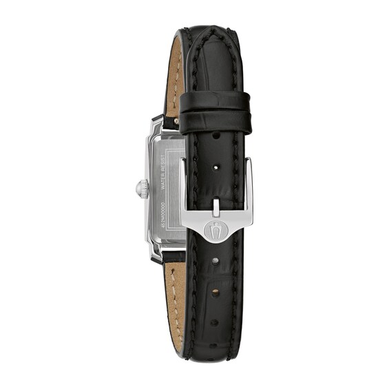 Ladies' Bulova Sutton Black Leather Strap Watch with Rectangular Mother-of-Pearl Dial (Model: 96L330)