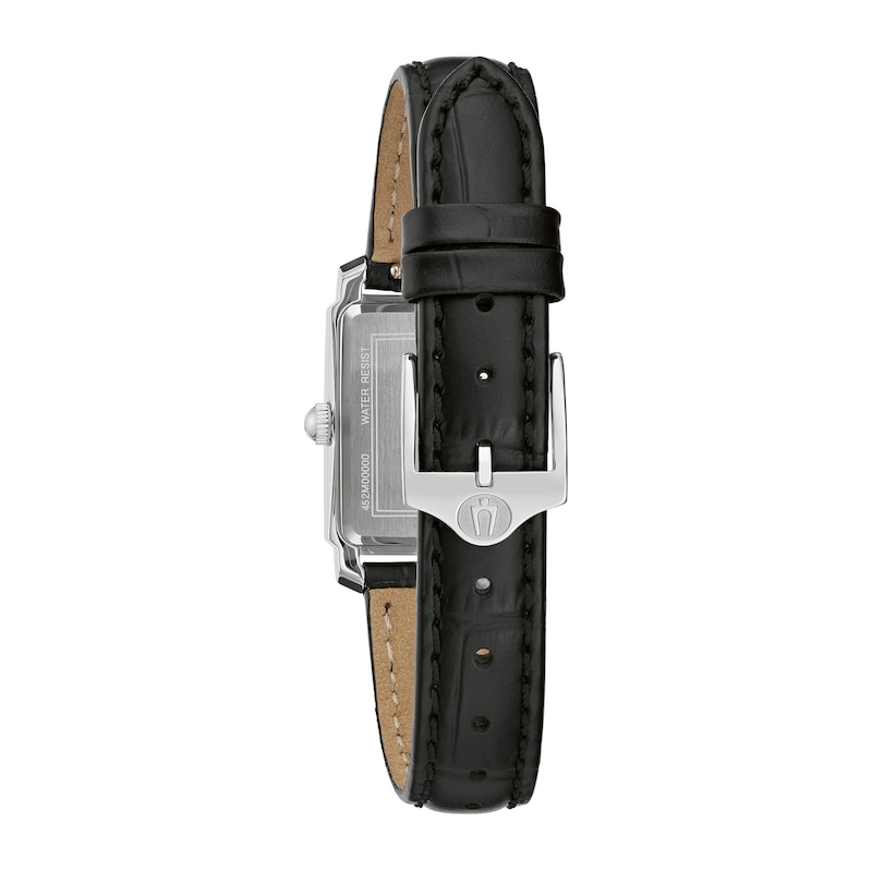 Main Image 3 of Ladies' Bulova Sutton Black Leather Strap Watch with Rectangular Mother-of-Pearl Dial (Model: 96L330)