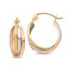 Thumbnail Image 1 of Twist Triple Hoop Earrings in Hollow 10K Tri-Tone Gold