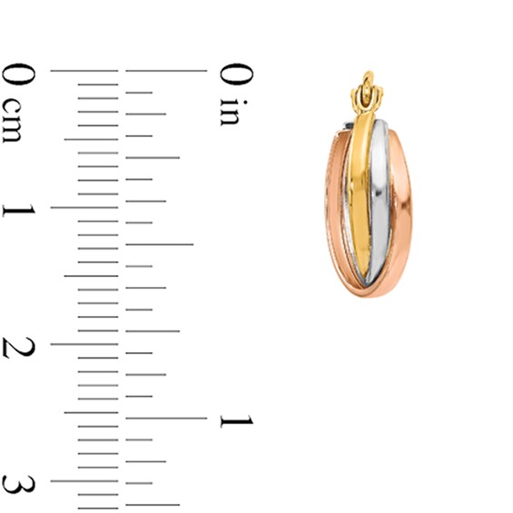 Twist Triple Hoop Earrings in Hollow 10K Tri-Tone Gold
