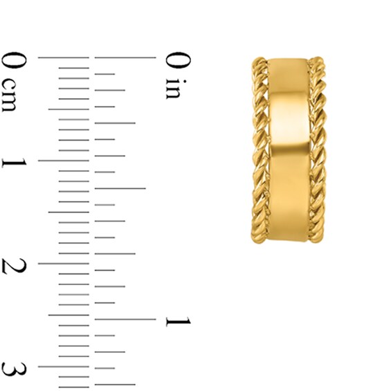Twist Edge Open Hoop Earrings in Solid 14K Gold