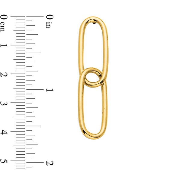 Double Oval Chain Link Drop Earrings in Hollow 14K Gold