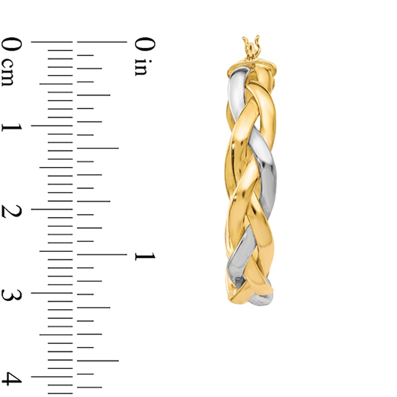 Main Image 2 of 32.0mm Braided Hoop Earrings in Hollow 10K Two-Tone Gold