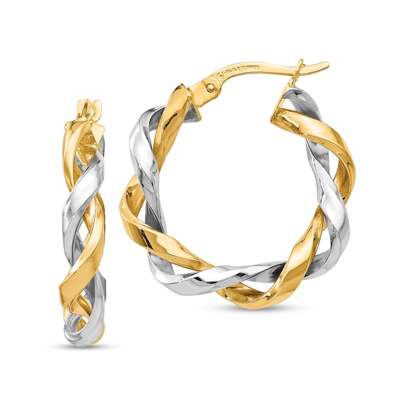 24.0mm Twist Hoop Earrings in Hollow 14K Two-Tone Gold