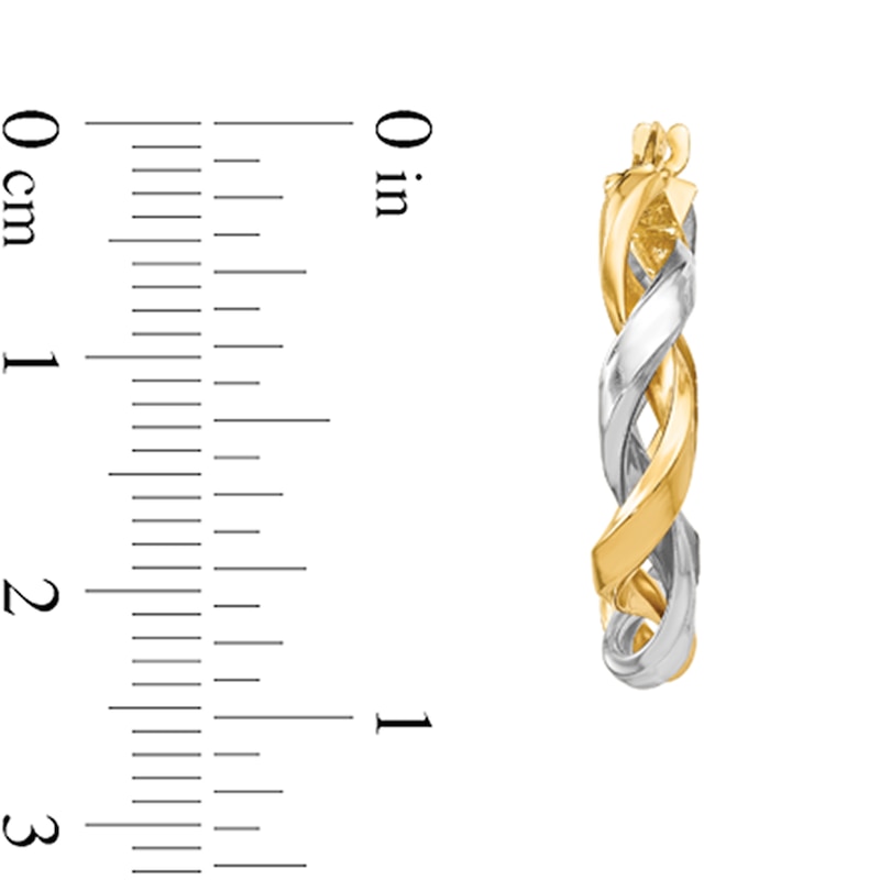 Main Image 2 of 24.0mm Twist Hoop Earrings in Hollow 14K Two-Tone Gold