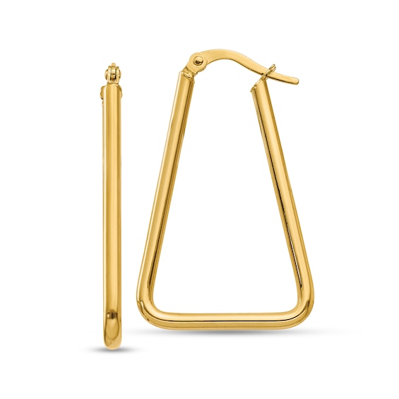 32.5mm Rounded Triangle Hoop Earrings in Semi-Solid 14K Gold