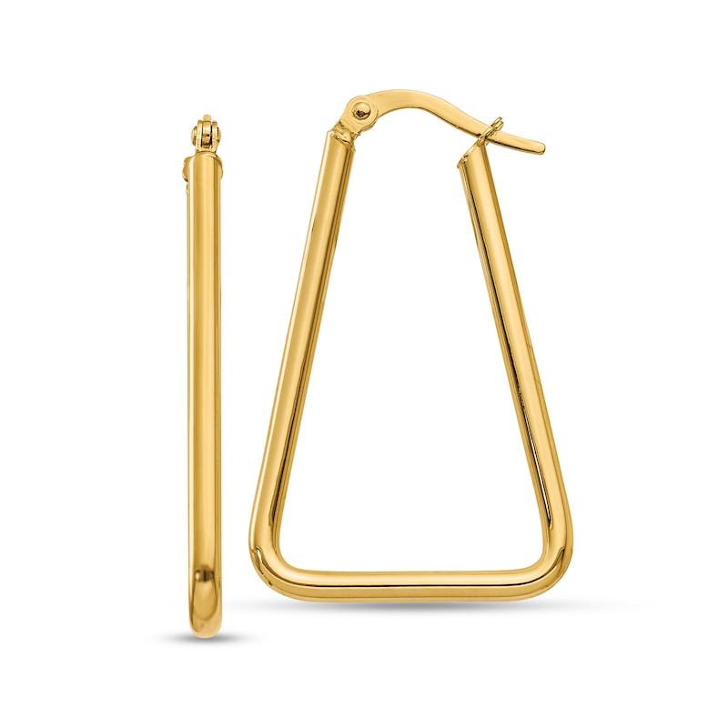 Main Image 1 of 32.5mm Rounded Triangle Hoop Earrings in Semi-Solid 14K Gold