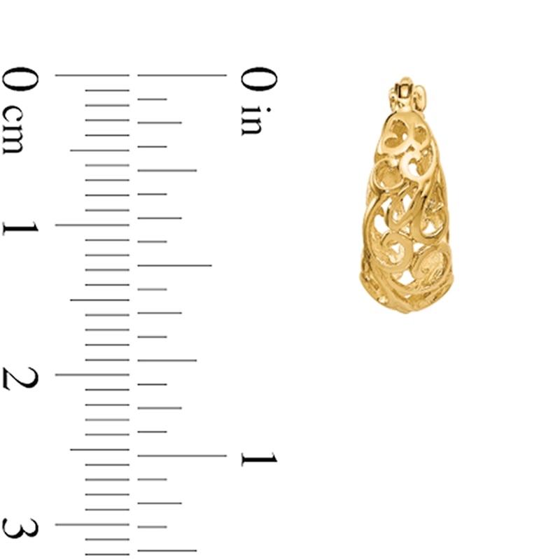 Main Image 2 of 16.0mm Filigree Tapered Hoop Earrings in Solid 10K Gold