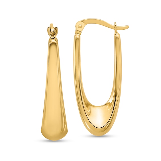 26.7mm Graduated U-Hoop Earrings in Hollow 14K Gold