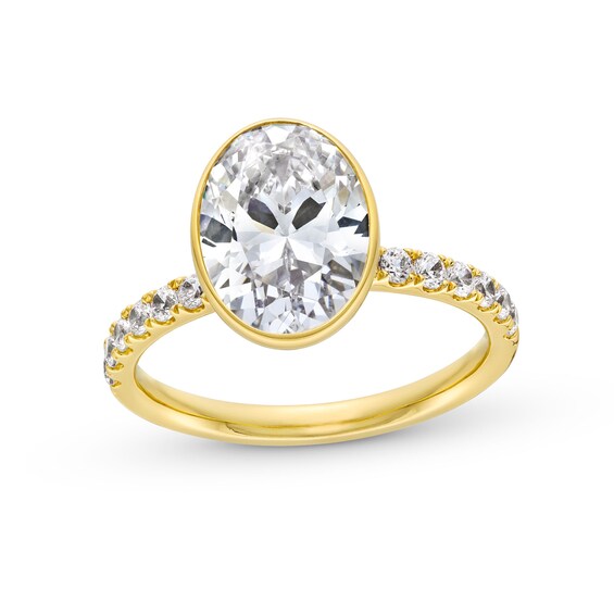 3-1/3 CT. T.w. Oval Certified Lab-Grown Diamond Polished Frame Engagement Ring in 14K Gold (F/Vs2)