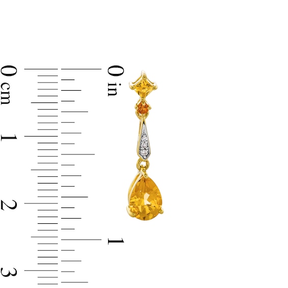 Pear-Shaped Citrine and Diamond Accent Dangle Drop Earrings in 10K Gold