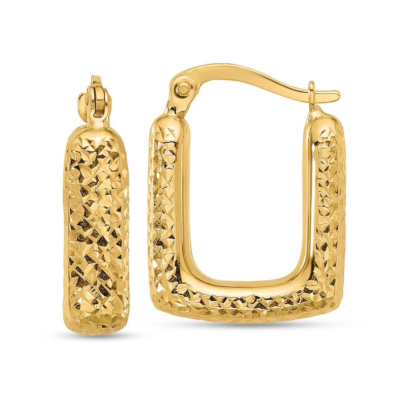 Main Image 1 of 18.0mm Diamond-Cut Square Hoop Earrings in Semi-Solid 10K Gold