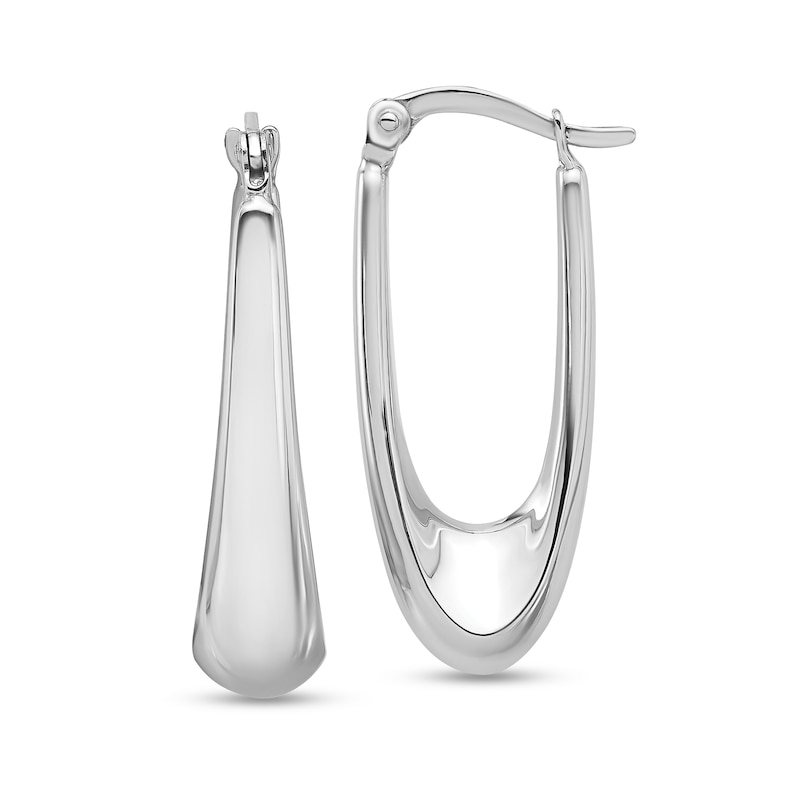 Main Image 1 of 26.7mm Graduated U-Hoop Earrings in Hollow 14K White Gold
