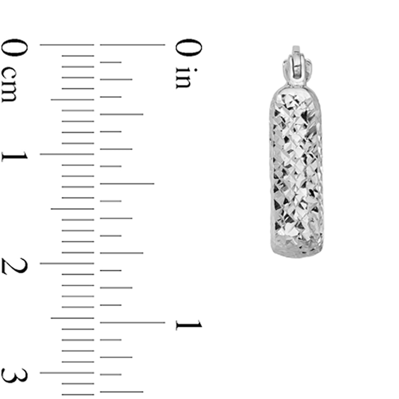 Main Image 2 of 18.0mm Diamond-Cut Square Hoop Earrings in Semi-Solid 10K White Gold