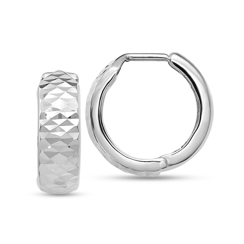Main Image 1 of 14.0mm Diamond-Cut Hoop Earrings in Semi-Solid 10K White Gold