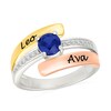 Thumbnail Image 1 of Birthstone and White Lab-Created Sapphire Bypass Ring in Sterling Silver and 10K Two-Tone Gold (1 Stone and 1-2 Lines)