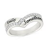 Thumbnail Image 1 of White Lab-Created Sapphire Engravable Double Row Chevron Ring in Sterling Silver (1-2 Lines)