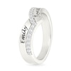 Thumbnail Image 3 of White Lab-Created Sapphire Engravable Double Row Chevron Ring in Sterling Silver (1-2 Lines)
