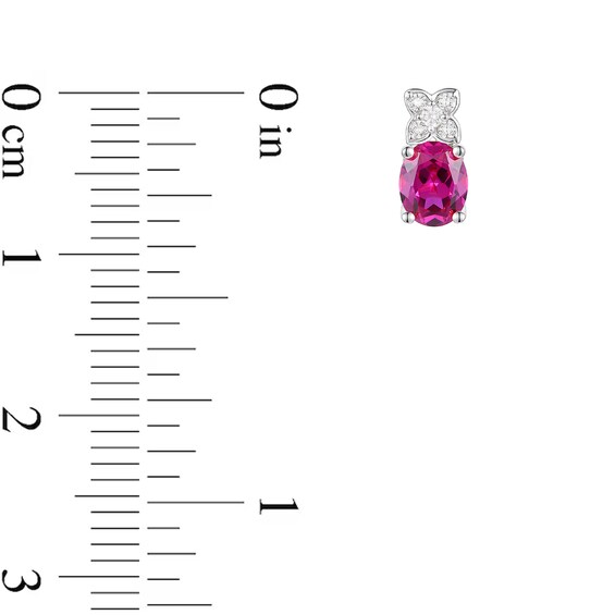 Oval Lab-Created Ruby and White Lab-Created Sapphire Four Piece Jewelry Set in Sterling Silver - Size 7
