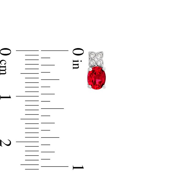 Oval Lab-Created Ruby and White Lab-Created Sapphire Four Piece Jewelry Set in Sterling Silver - Size 7