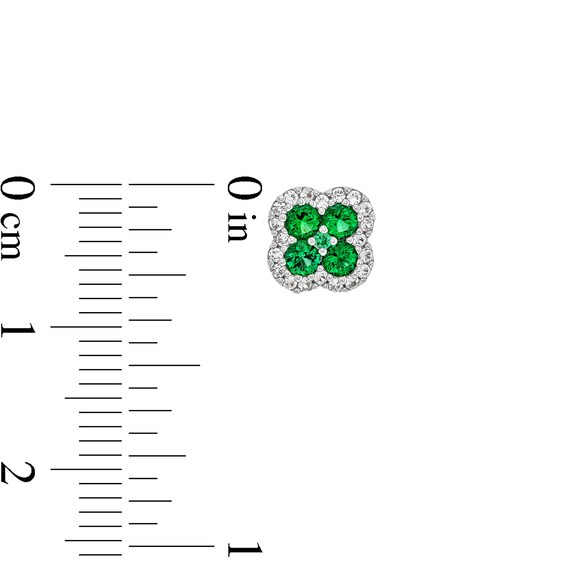 Lab-Created Emerald and White Lab-Created Sapphire Clover Frame Pendant, Stud Earrings and Ring Set in Sterling Silver