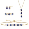 Thumbnail Image 1 of Oval Blue and White Lab-Created Sapphire Four Piece Jewelry Set in Sterling Silver with 14K Gold Plate - Size 7