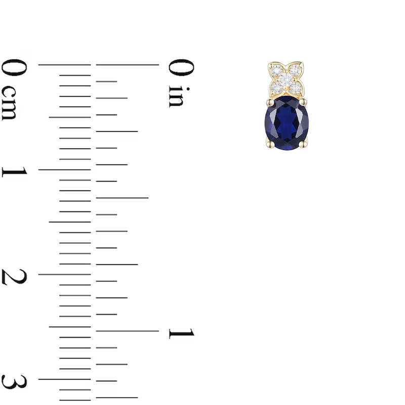 Main Image 4 of Oval Blue and White Lab-Created Sapphire Four Piece Jewelry Set in Sterling Silver with 14K Gold Plate - Size 7