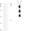 Thumbnail Image 5 of Oval Blue and White Lab-Created Sapphire Four Piece Jewelry Set in Sterling Silver with 14K Gold Plate - Size 7