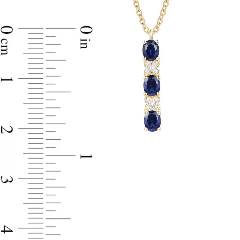 Main Image 5 of Oval Blue and White Lab-Created Sapphire Four Piece Jewelry Set in Sterling Silver with 14K Gold Plate - Size 7