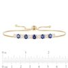 Thumbnail Image 6 of Oval Blue and White Lab-Created Sapphire Four Piece Jewelry Set in Sterling Silver with 14K Gold Plate - Size 7