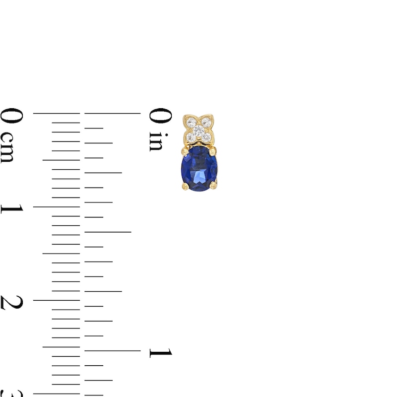 Main Image 7 of Oval Blue and White Lab-Created Sapphire Four Piece Jewelry Set in Sterling Silver with 14K Gold Plate - Size 7