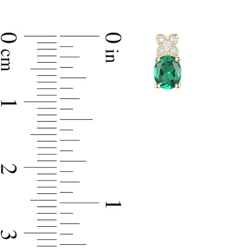 Main Image 4 of Oval Lab-Created Emerald and White Lab-Created Sapphire Four Piece Jewelry Set in Sterling Silver with 14K Gold Plate