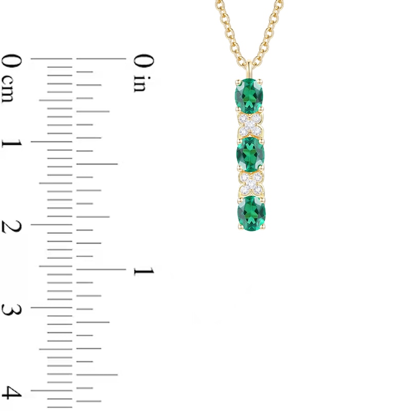 Main Image 5 of Oval Lab-Created Emerald and White Lab-Created Sapphire Four Piece Jewelry Set in Sterling Silver with 14K Gold Plate