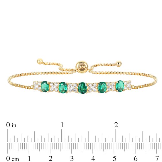 Oval Lab-Created Emerald and White Lab-Created Sapphire Four Piece Jewelry Set in Sterling Silver with 14K Gold Plate