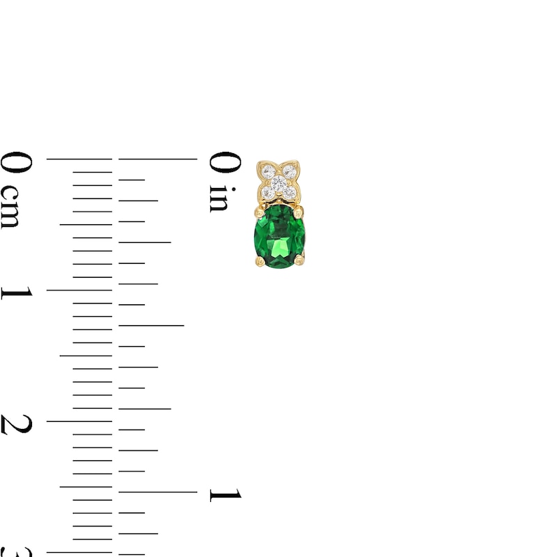 Main Image 7 of Oval Lab-Created Emerald and White Lab-Created Sapphire Four Piece Jewelry Set in Sterling Silver with 14K Gold Plate