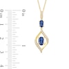 Thumbnail Image 5 of Oval-Cut Blue and White Lab-Created Sapphire Frame Pendant, Earrings and Ring Set in Sterling Silver with 14K Gold Plate