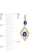 Thumbnail Image 7 of Oval-Cut Blue and White Lab-Created Sapphire Frame Pendant, Earrings and Ring Set in Sterling Silver with 14K Gold Plate