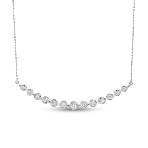 1 CT. T.w. Certified Lab-Grown Diamond Miracle Graduated Curved Bar Necklace in 10K White Gold (I/Si2)