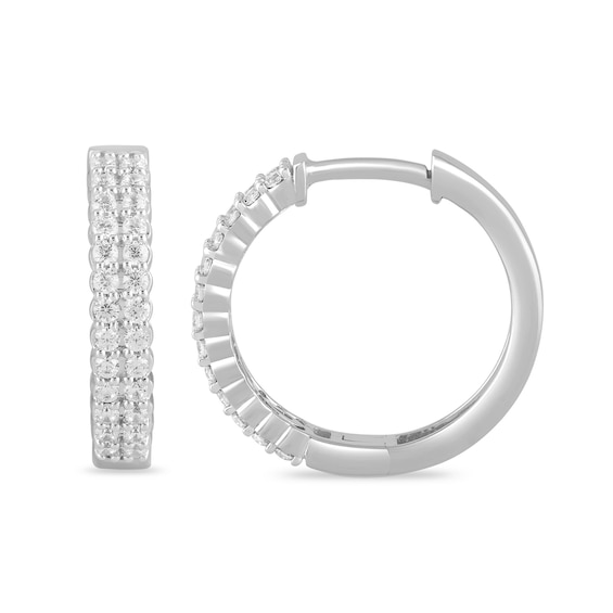 1/2 CT. T.w. Certified Lab-Grown Diamond Double Row Hoop Earrings in Sterling Silver (F/Si2)