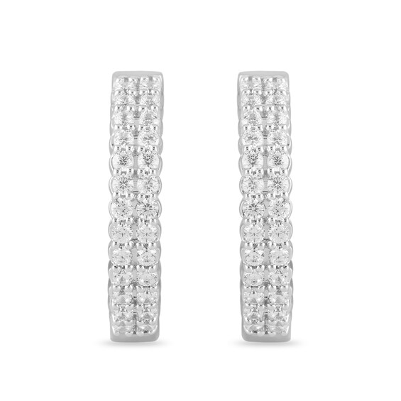 1/2 CT. T.w. Certified Lab-Grown Diamond Double Row Hoop Earrings in Sterling Silver (F/Si2)