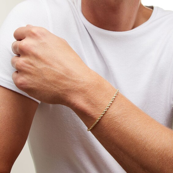 3.0mm Silk Rope™ Chain Bracelet in Solid 14K Gold - 7.5"