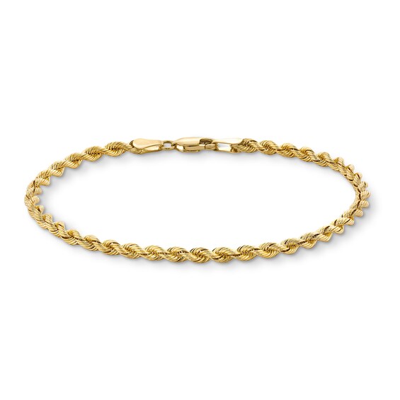 3.0mm Silk Rope™ Chain Bracelet in Solid 14K Gold - 7.5"