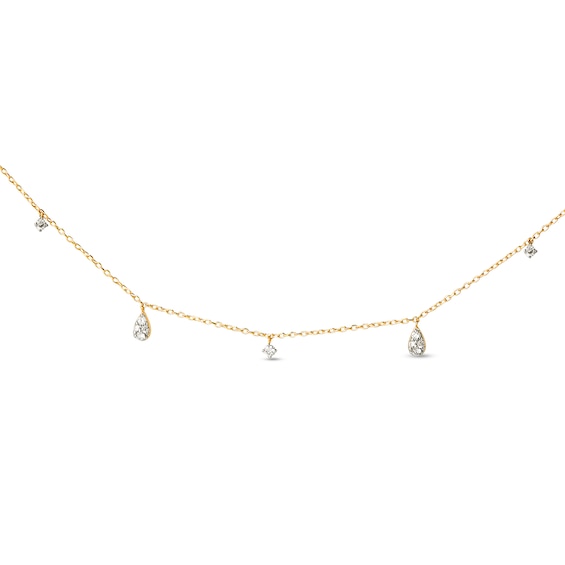 PDPAOLAâ¢ at Zales 1/6 CT. T. W. Lab-Grown Diamond Alternating Station Dangle Necklace in 18K Gold - 19.5â